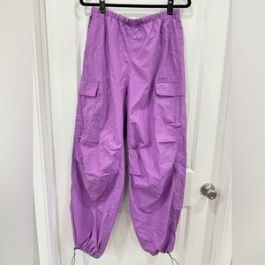 High Rise Cargo Parachute Pants